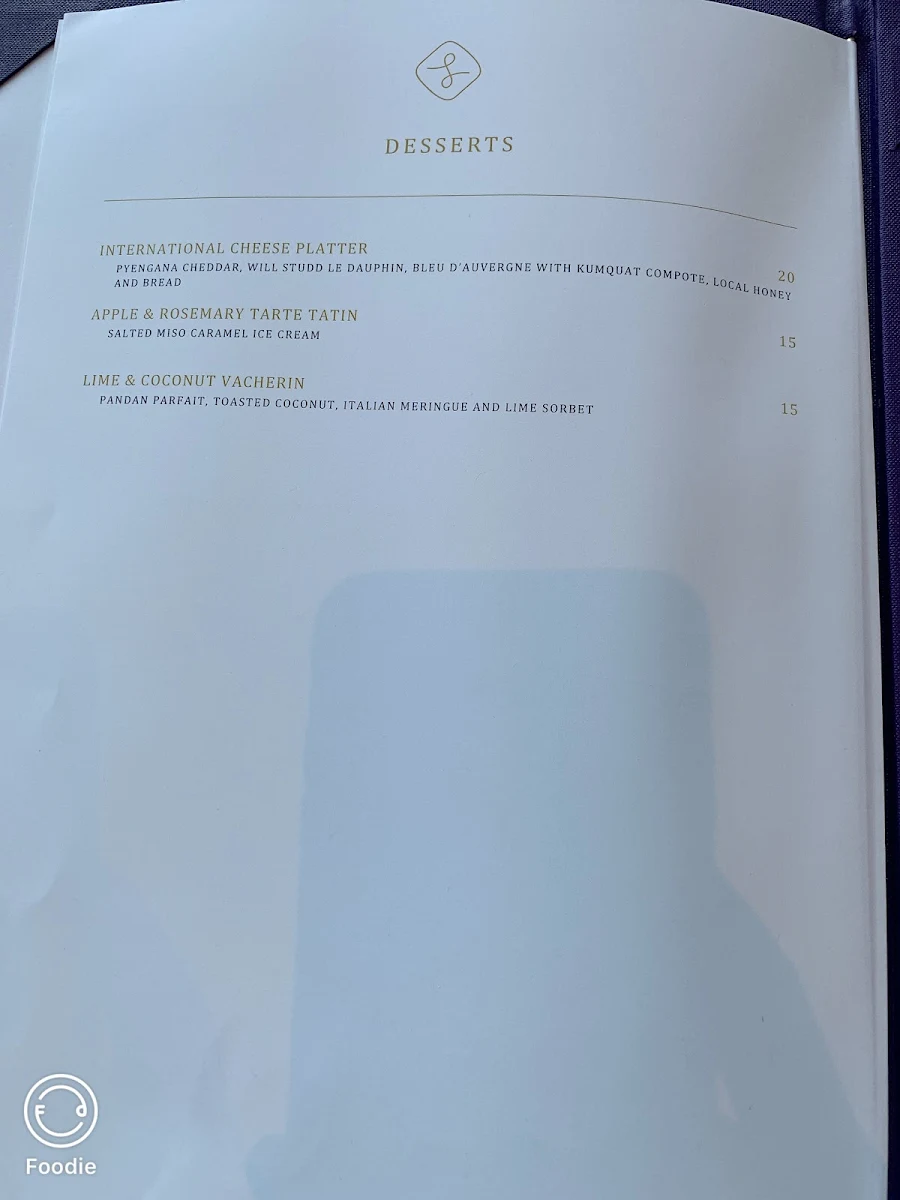 Menu, Sovereign dining The Star Brisbane