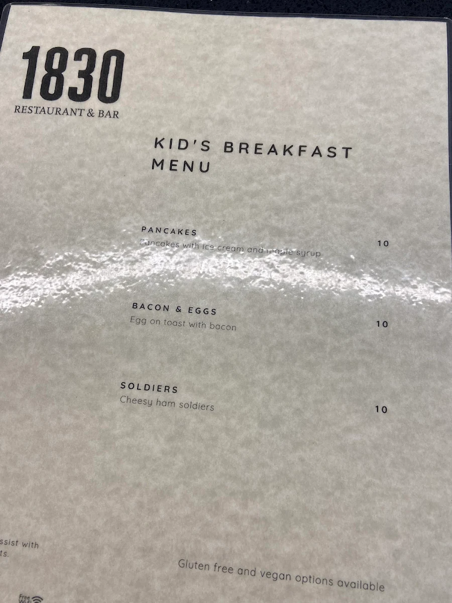 Menu, Port Arthur Historic Site Cafe