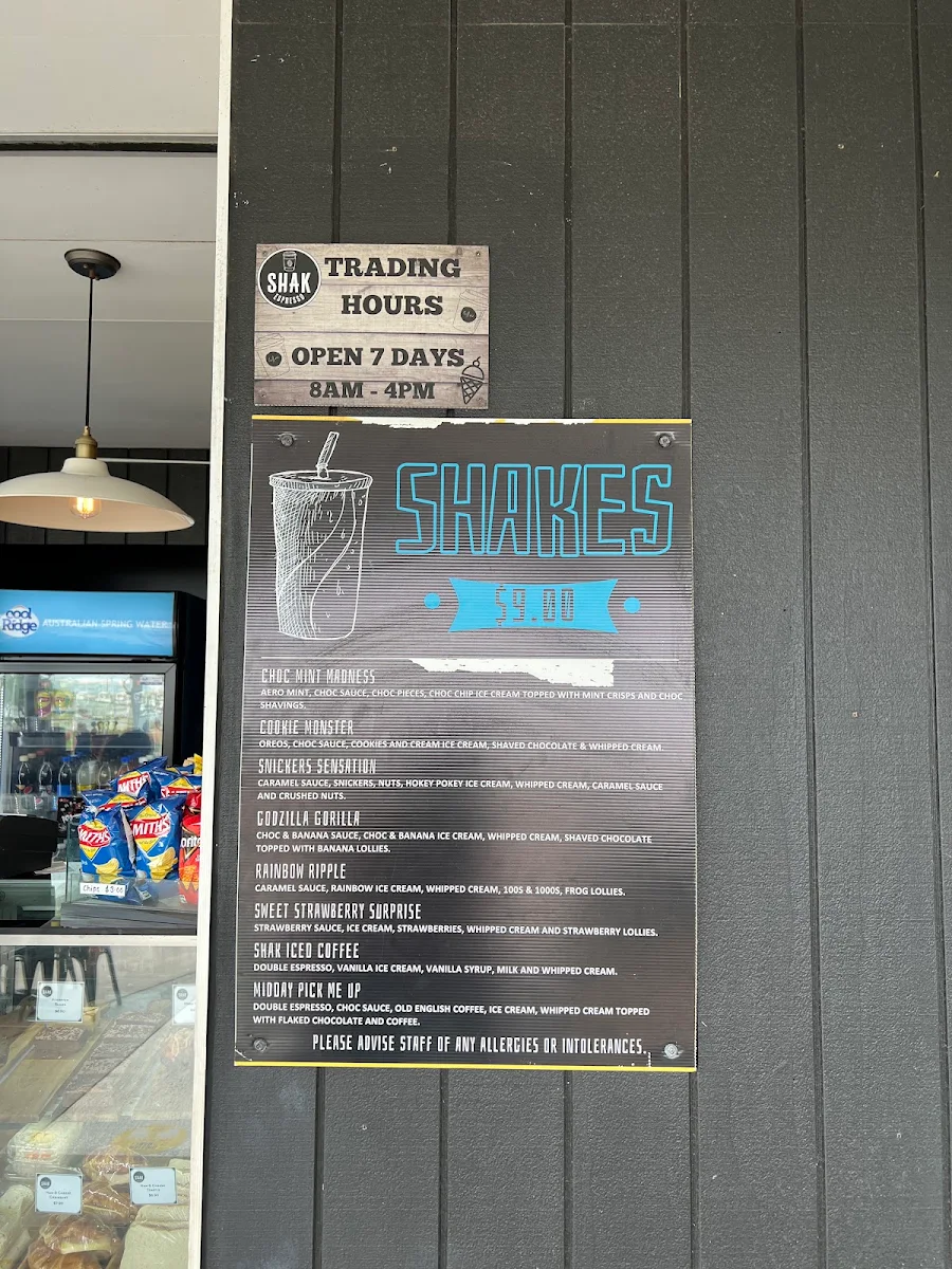 Menu, Shak Espresso