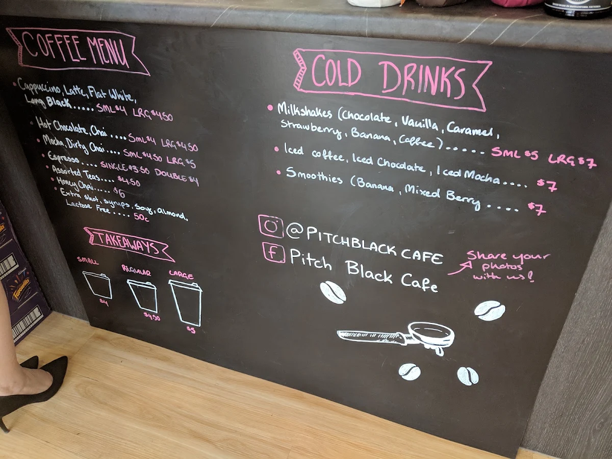 Menu, Pitch Black Cafe