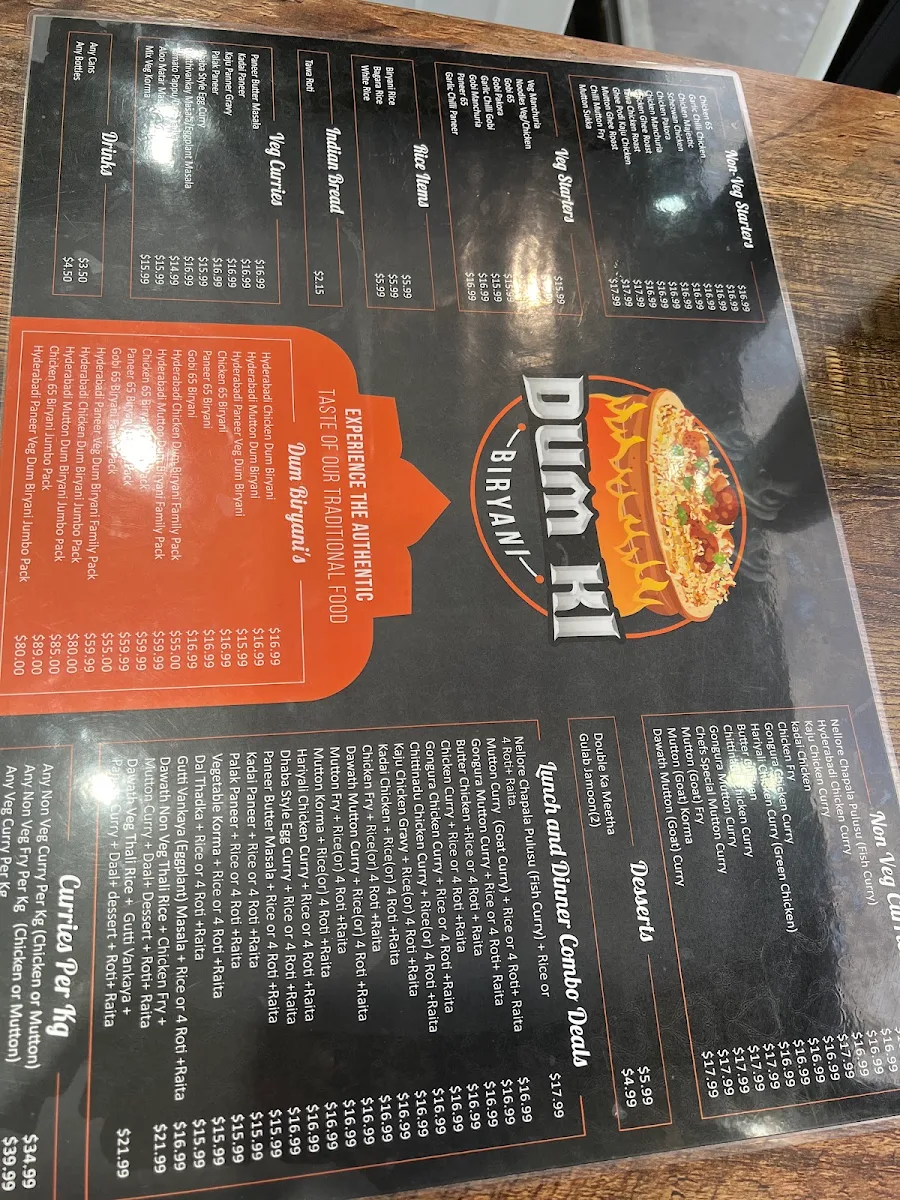 Menu, Dum Ki Biryani