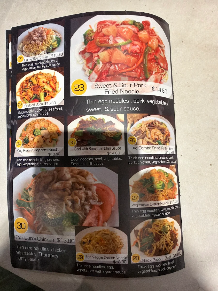 Menu, Noodle Paradise Ingleburn