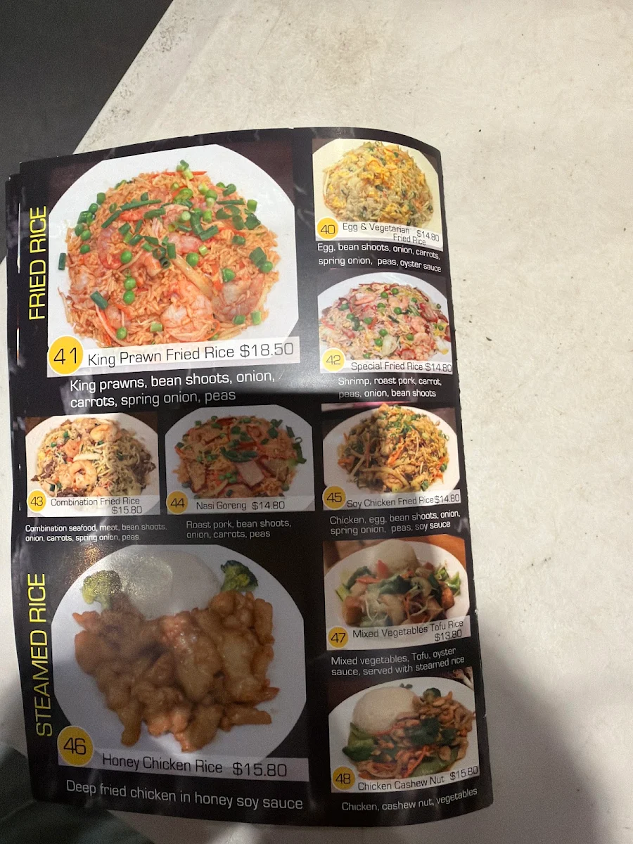 Menu, Noodle Paradise Ingleburn