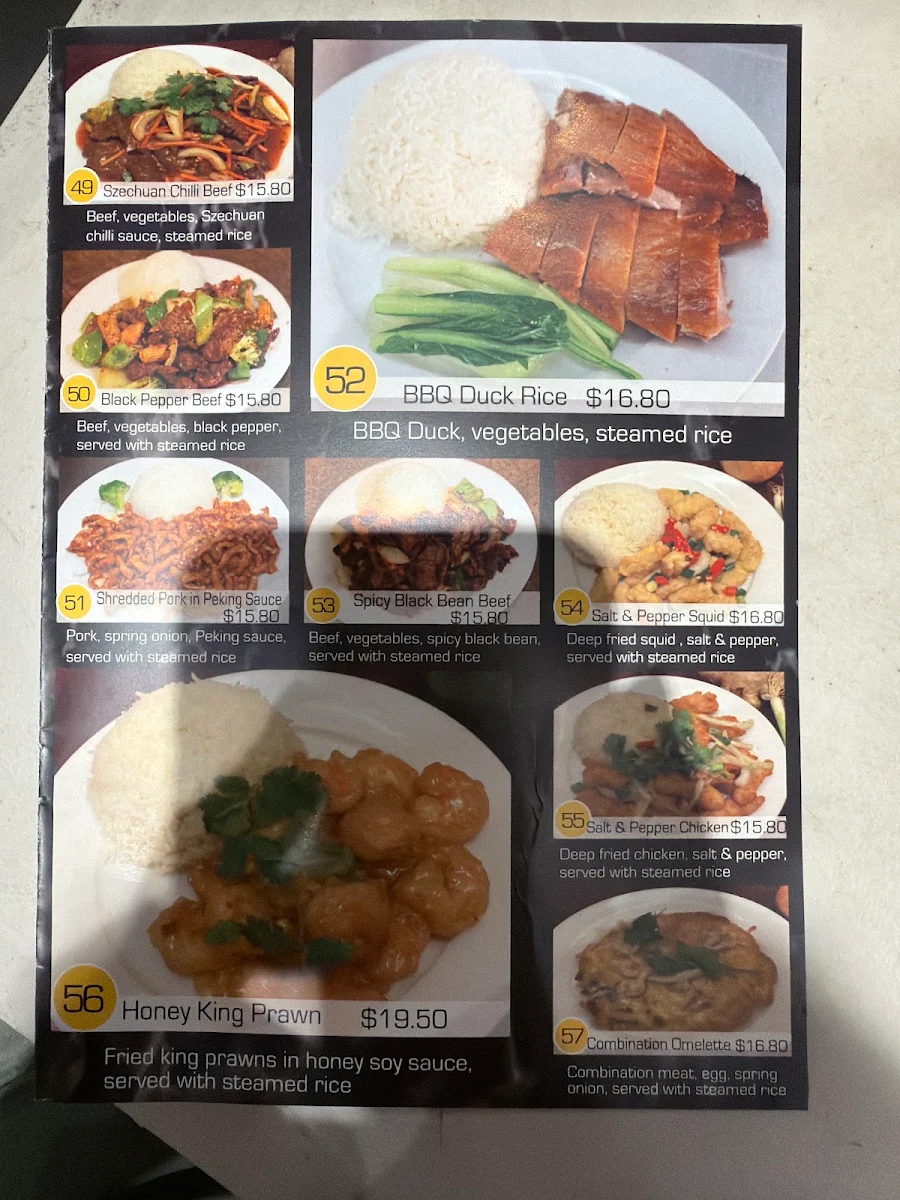 Menu, Noodle Paradise Ingleburn