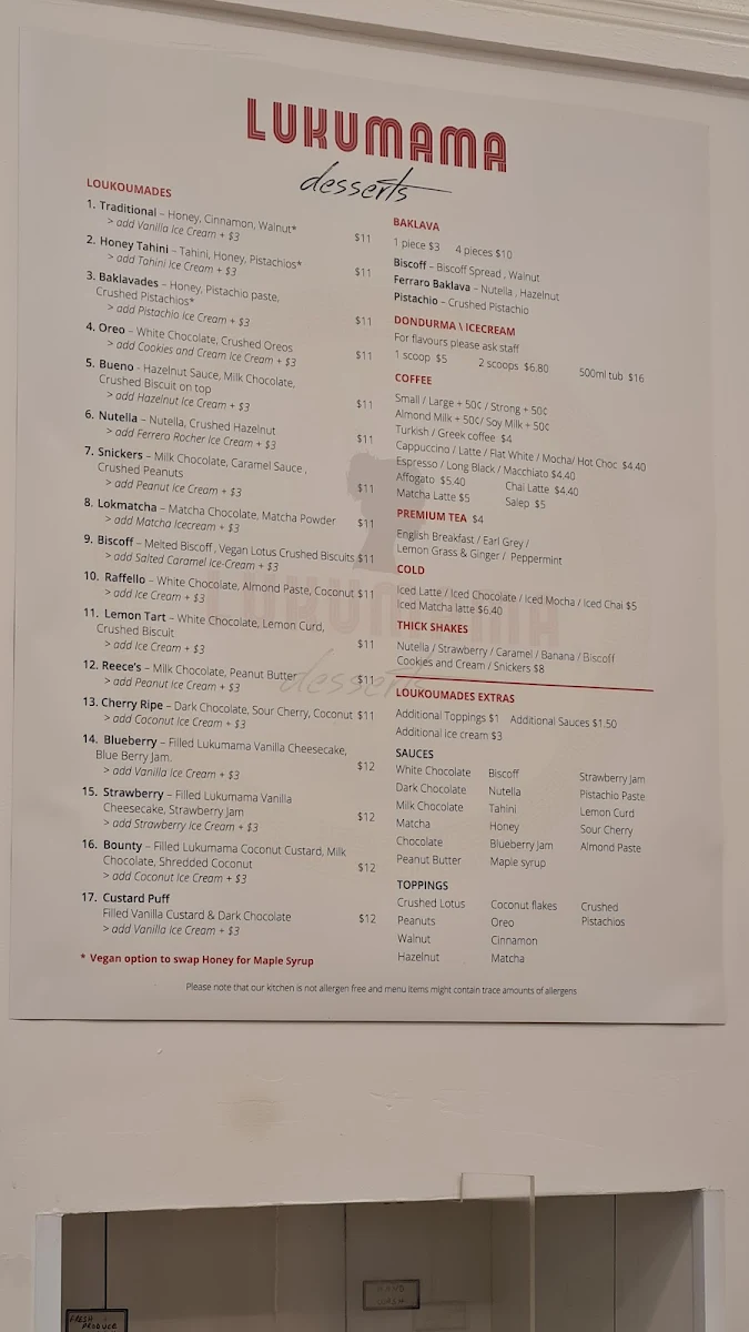 Menu, Lukumama Hawthorn