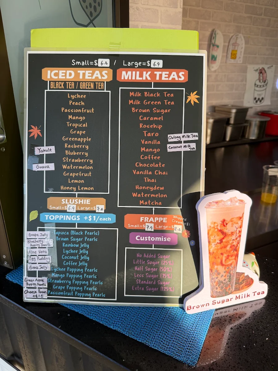 Menu, Bubble Tea City (Hooper Centre)