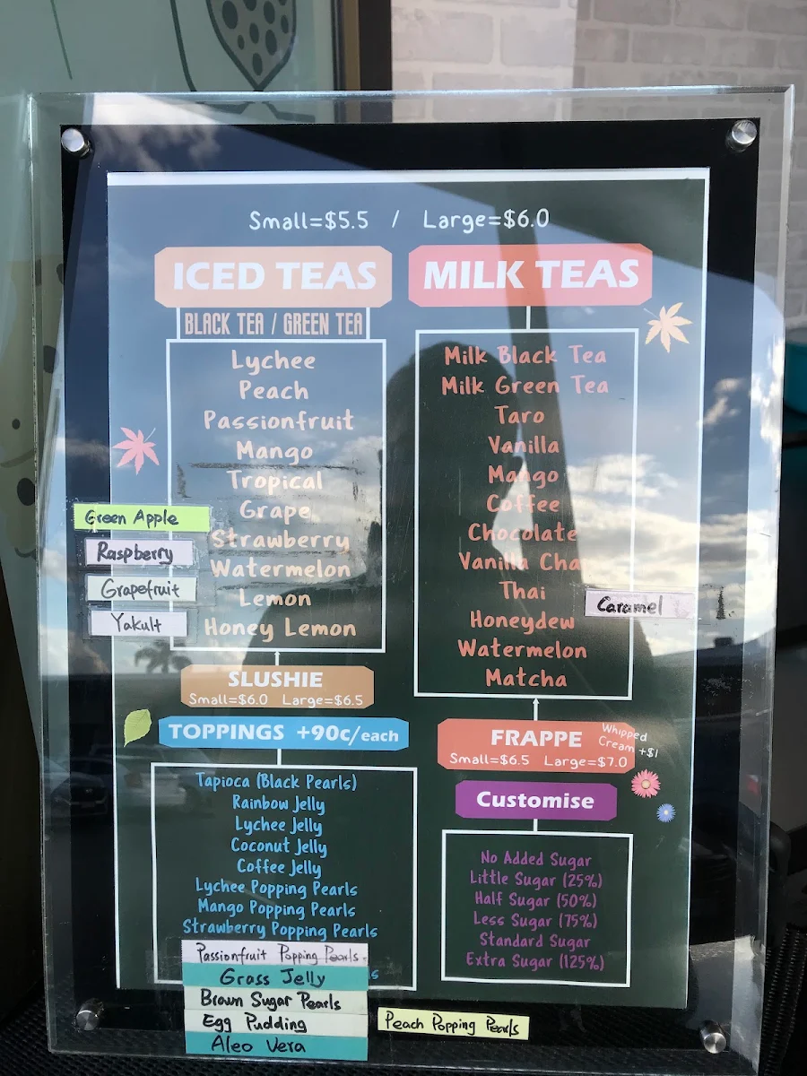 Menu, Bubble Tea City (Hooper Centre)