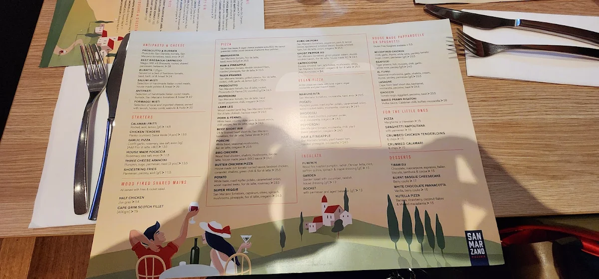 Menu, San Marzano Pizzeria / Salumi Bar
