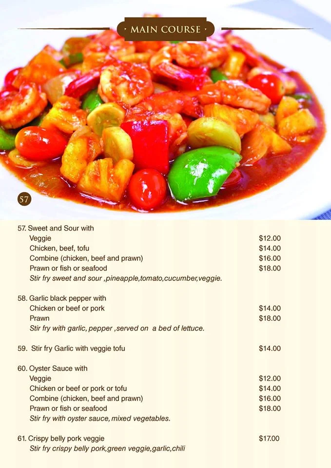 Menu, Phaboonchai Thai Restaurant