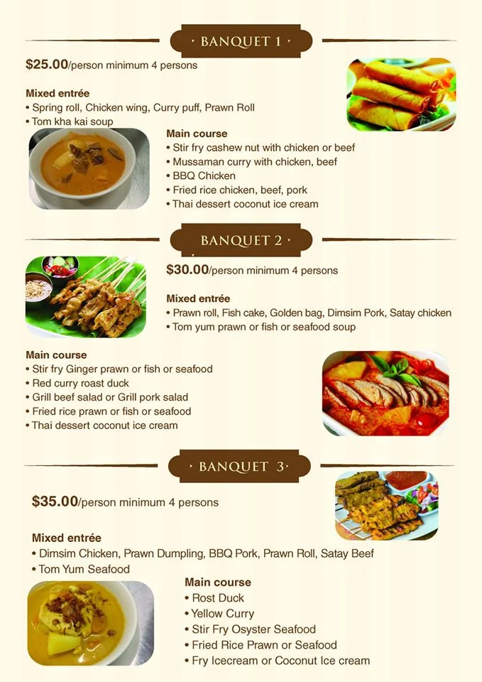 Menu, Phaboonchai Thai Restaurant