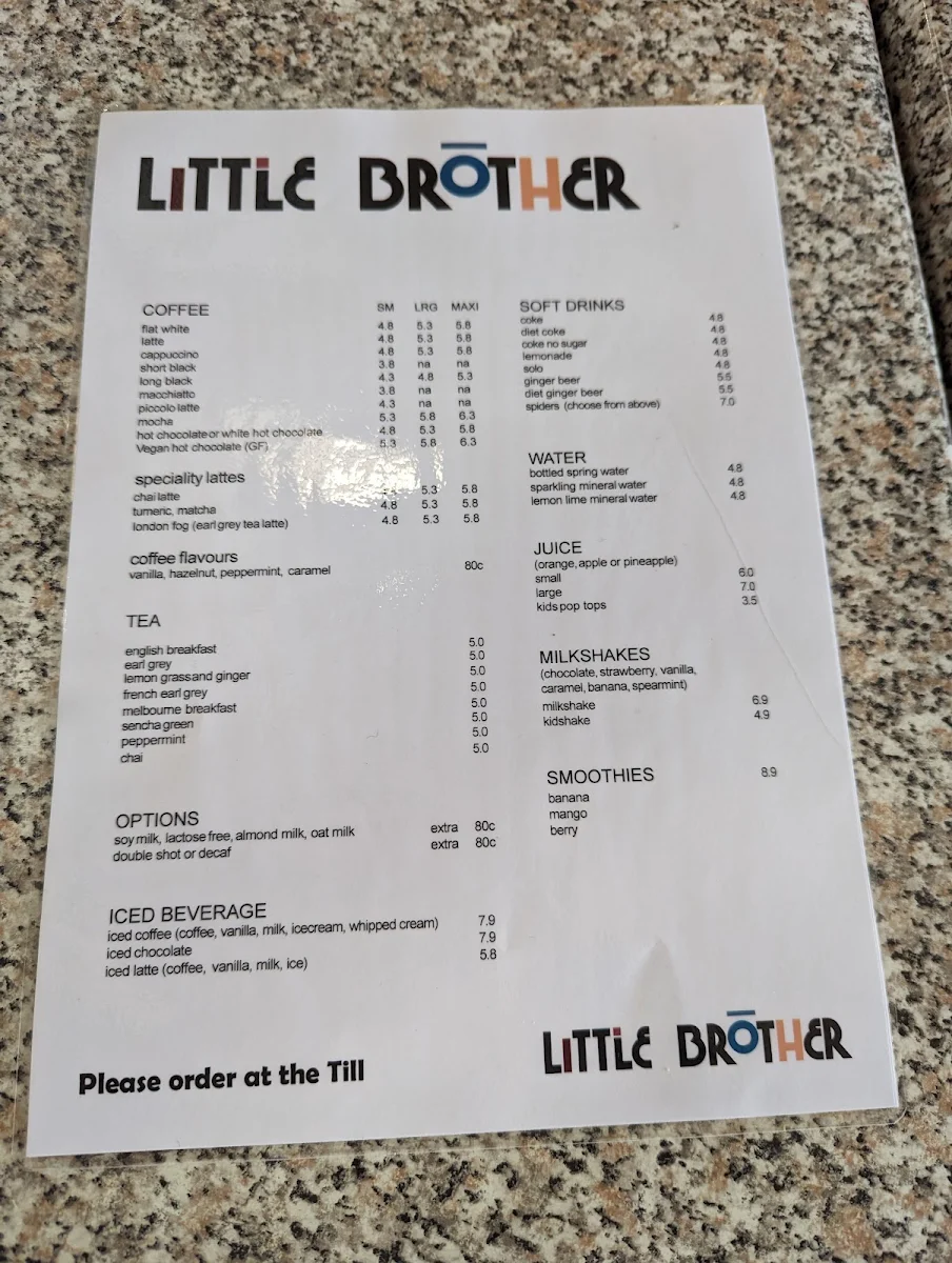 Menu, Little Brother Espresso