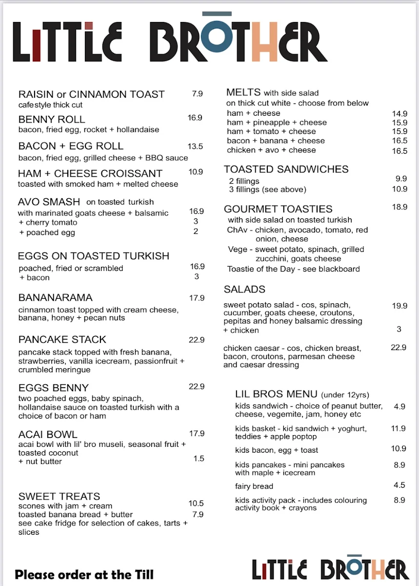 Menu, Little Brother Espresso