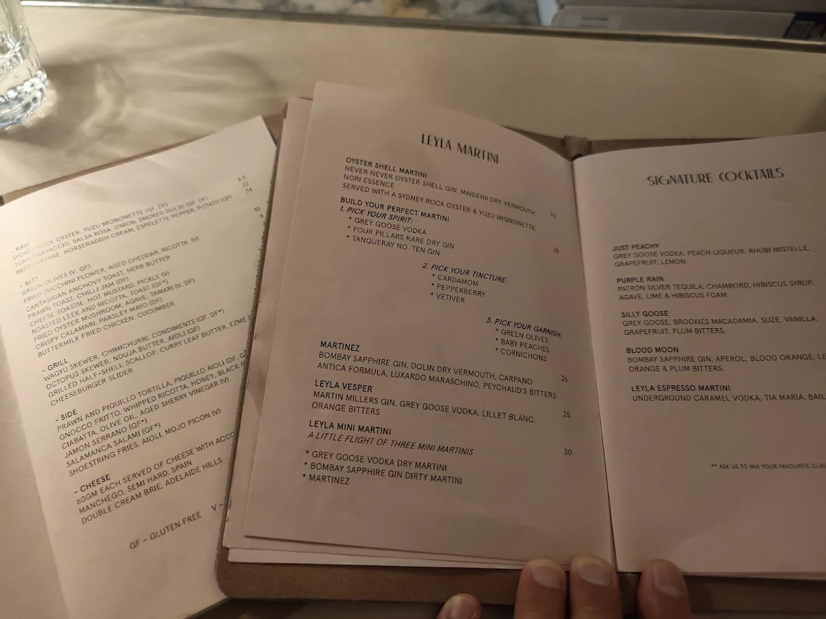 Menu, Leyla Bar