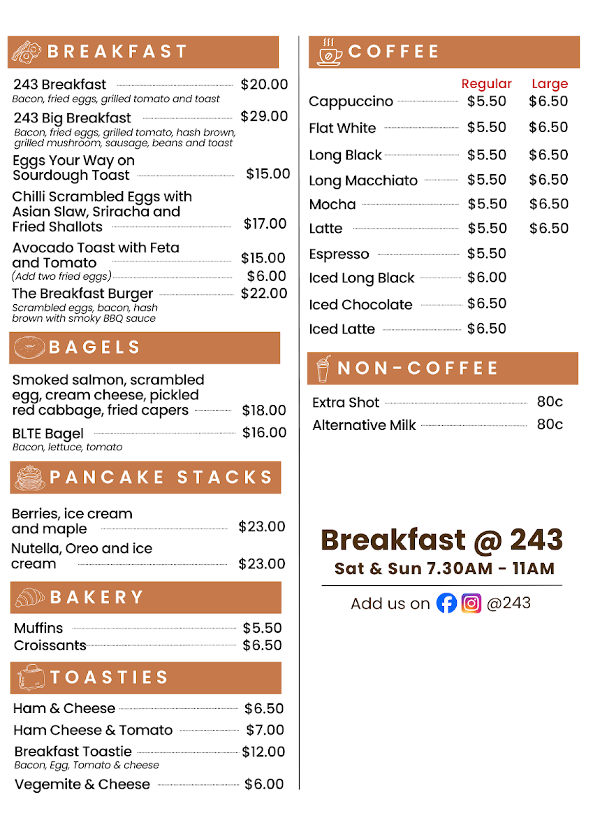 Menu, Two40Three Bar&Grill Morley