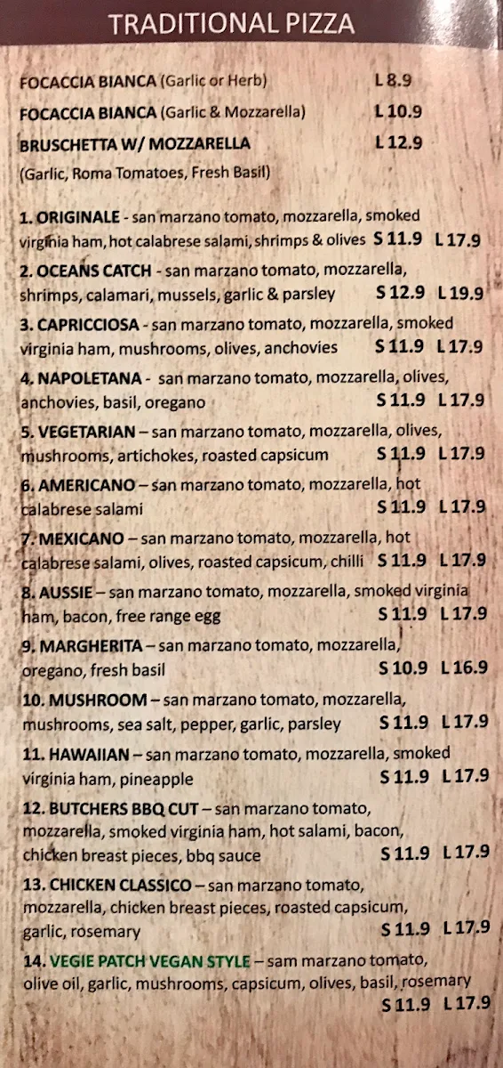 Menu, Queen Caterina Pizza e Birra