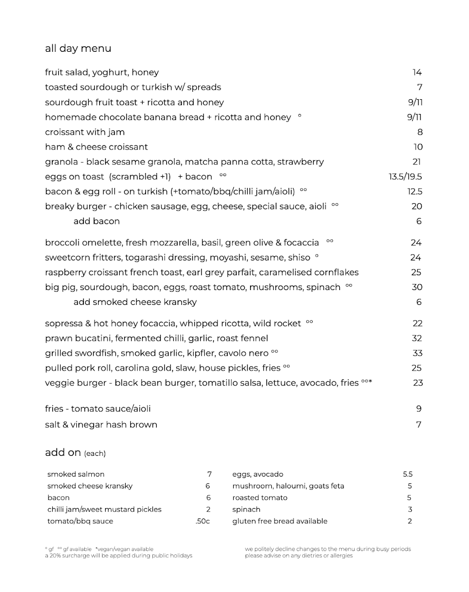 Menu, 5 Little Pigs