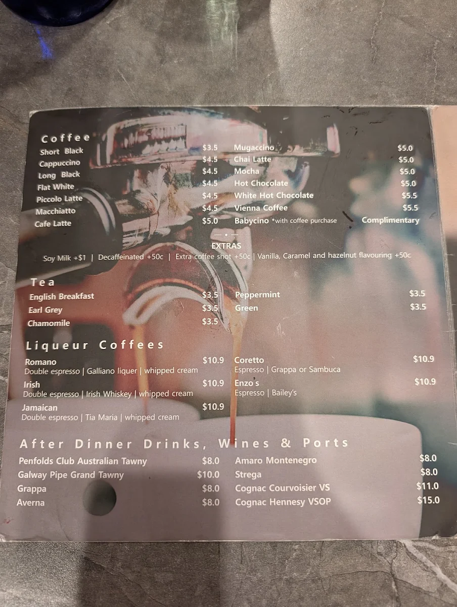 Menu, Enzos Cucina Kemps Creek