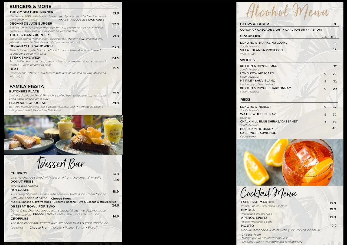 Menu, Degani Unihill, Bundoora