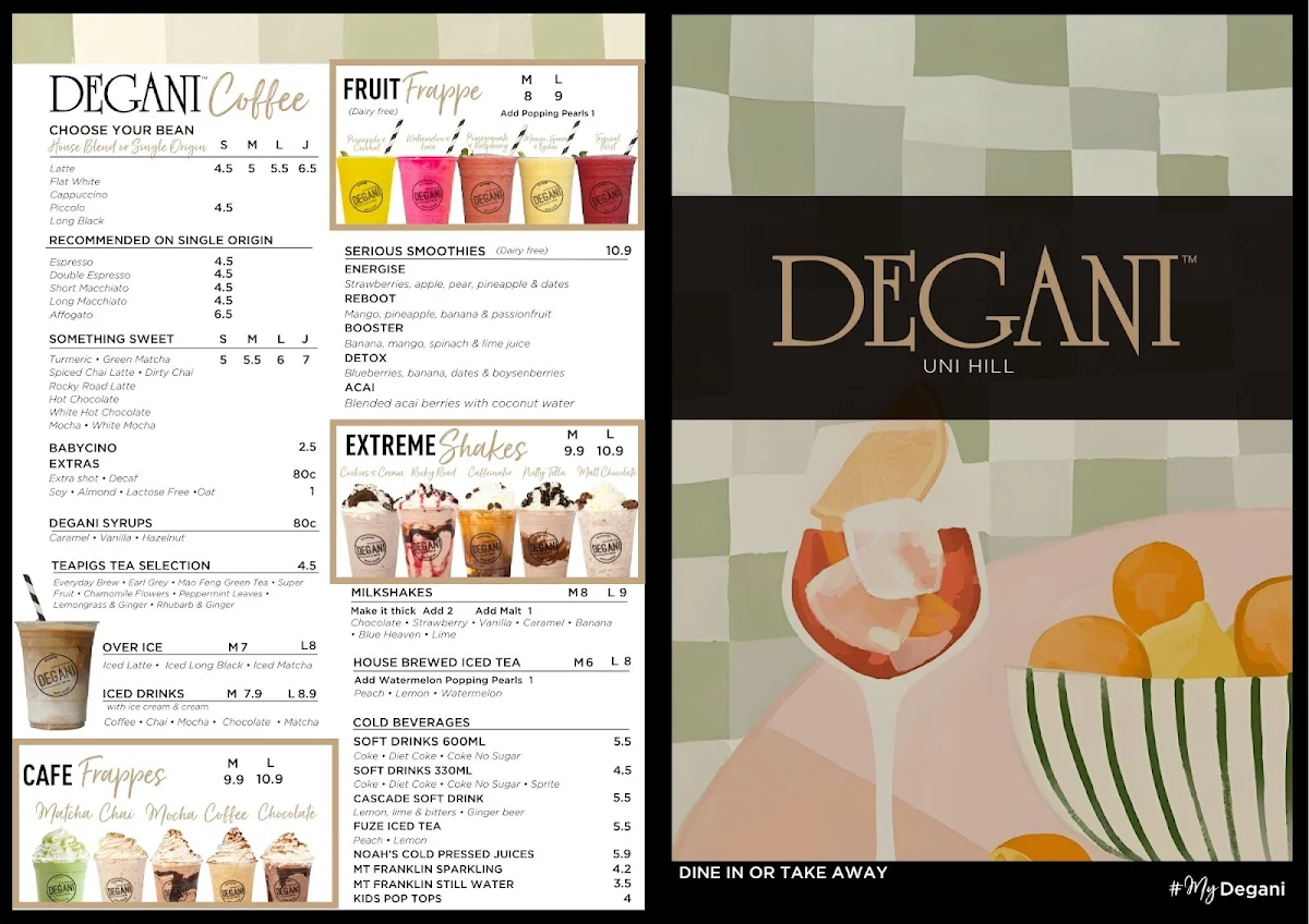Menu, Degani Unihill, Bundoora