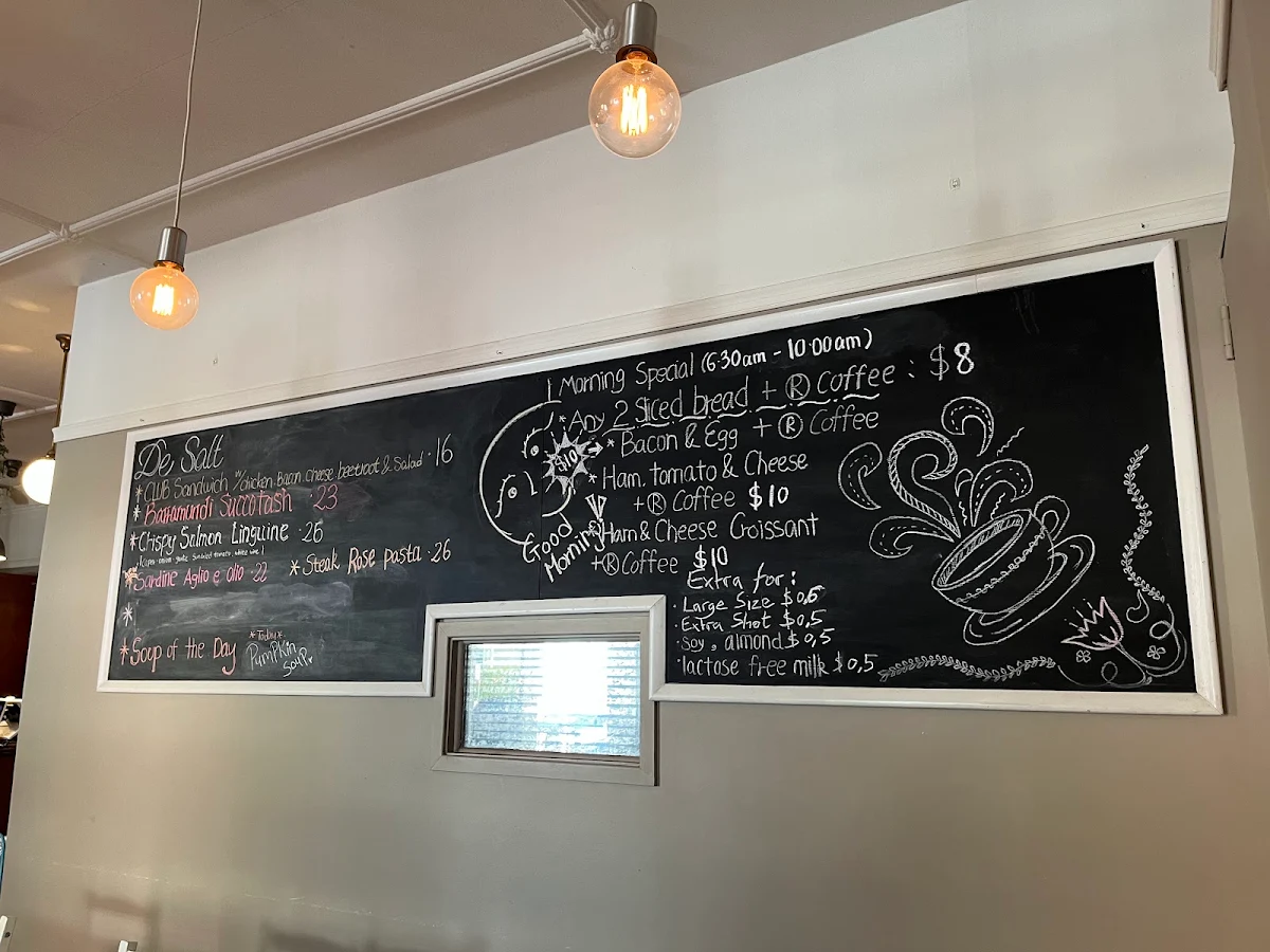 Menu, De Salt Cafe & restaurant