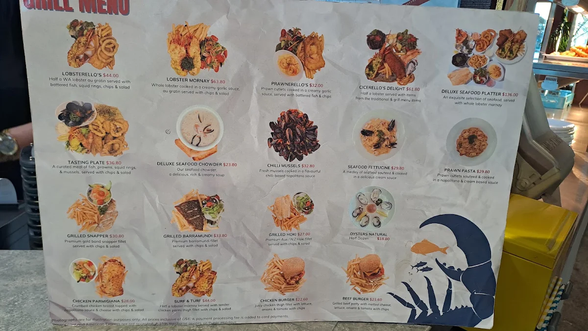 Menu, Cicerello's Mandurah
