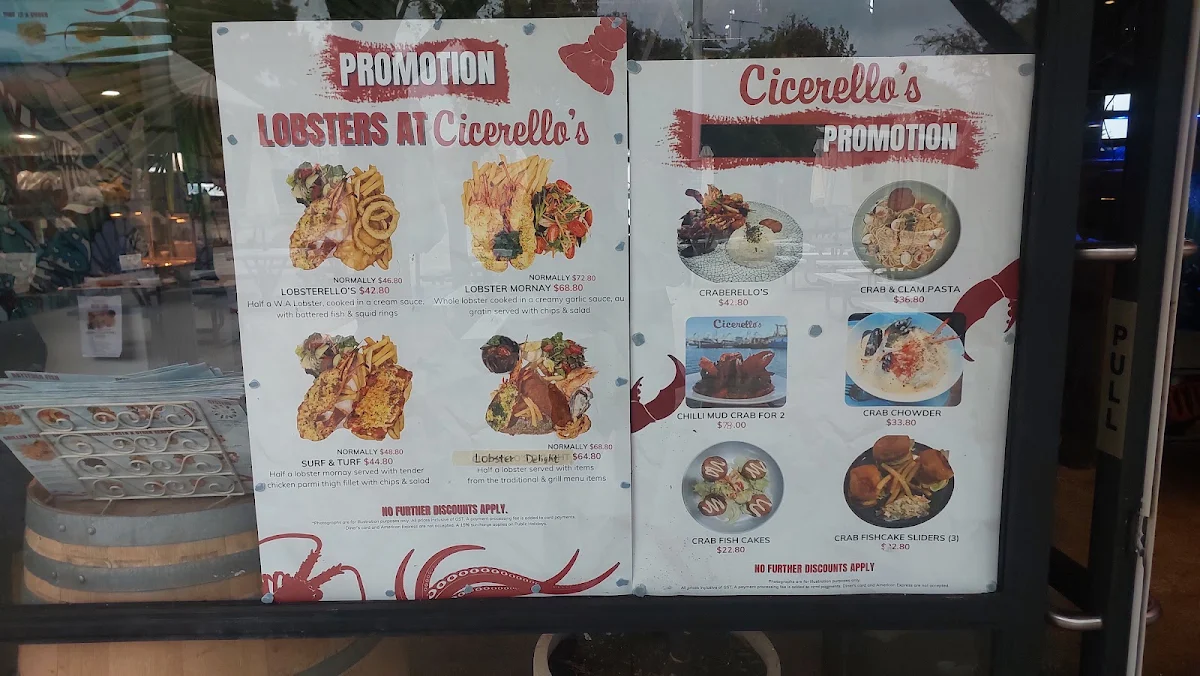 Menu, Cicerello's Mandurah