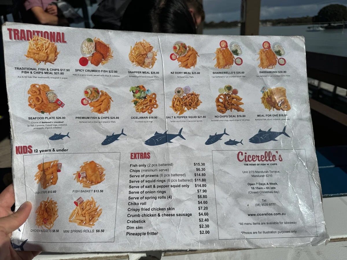 Menu, Cicerello's Mandurah