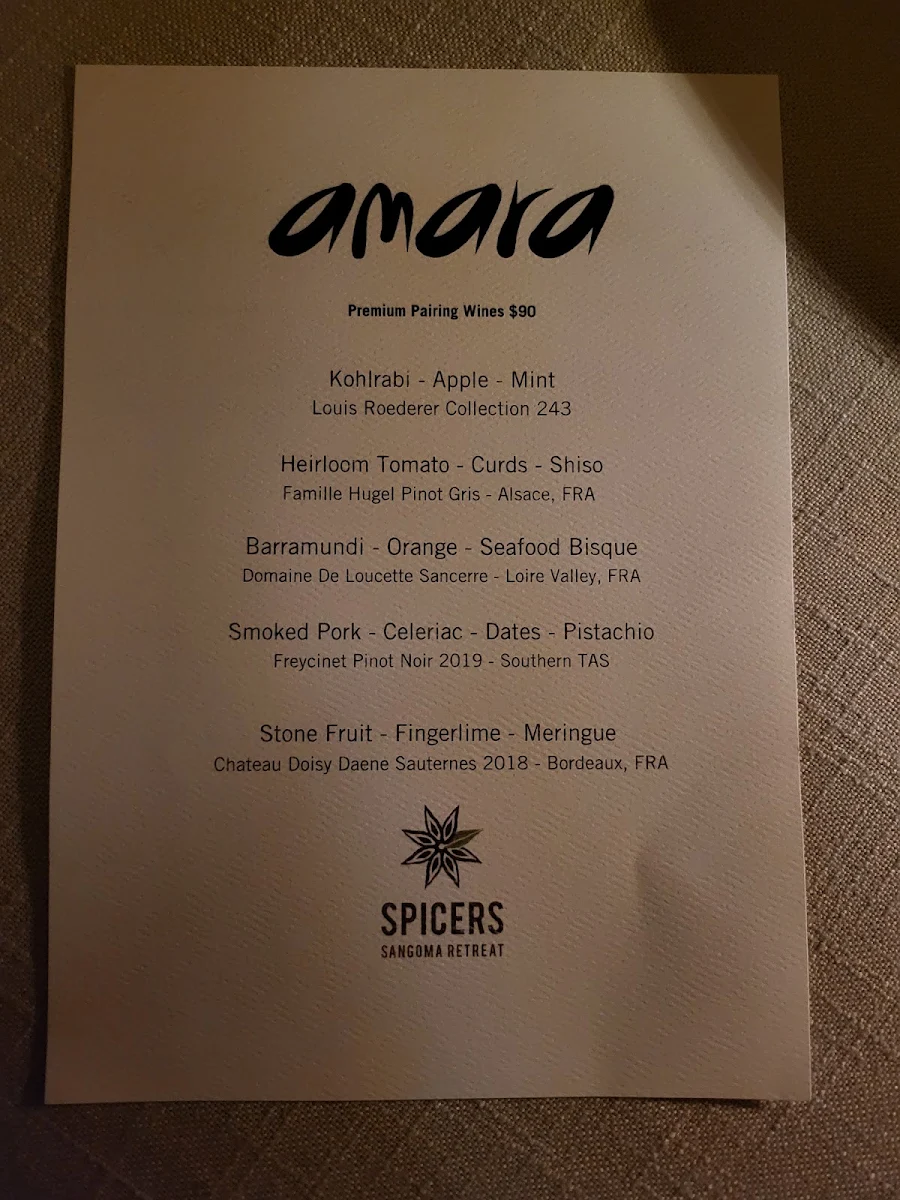 Menu, Amara