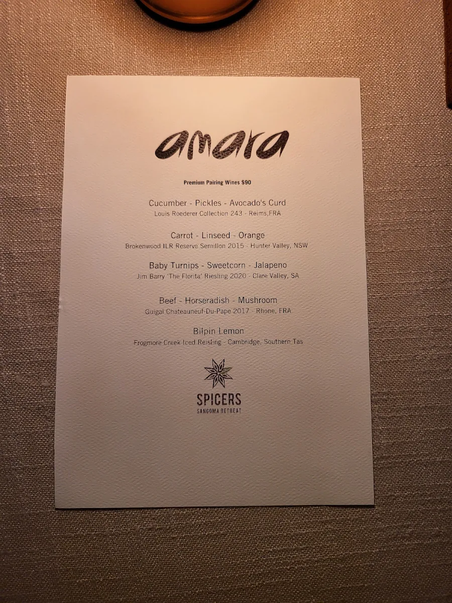 Menu, Amara