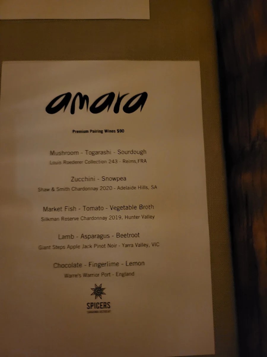 Menu, Amara