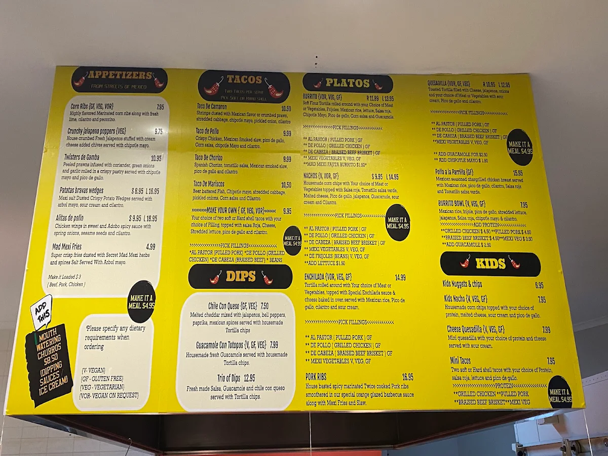 Menu, Mad Mexicana