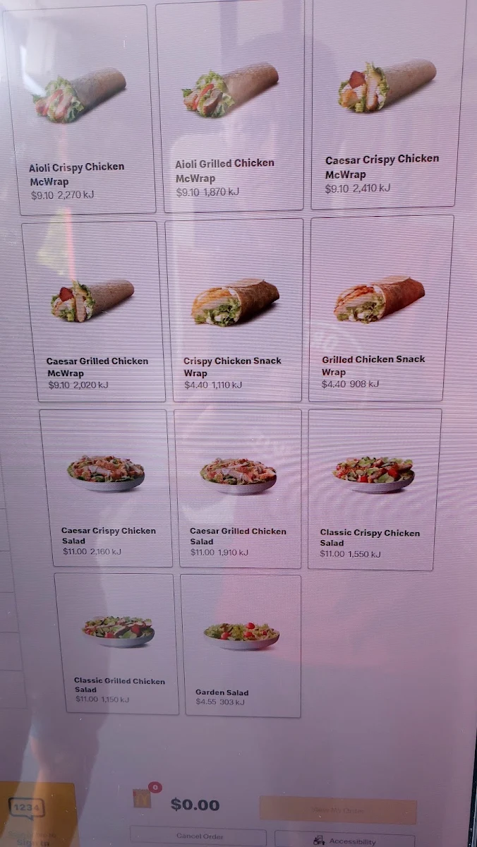 Menu, McDonald's Mindarie