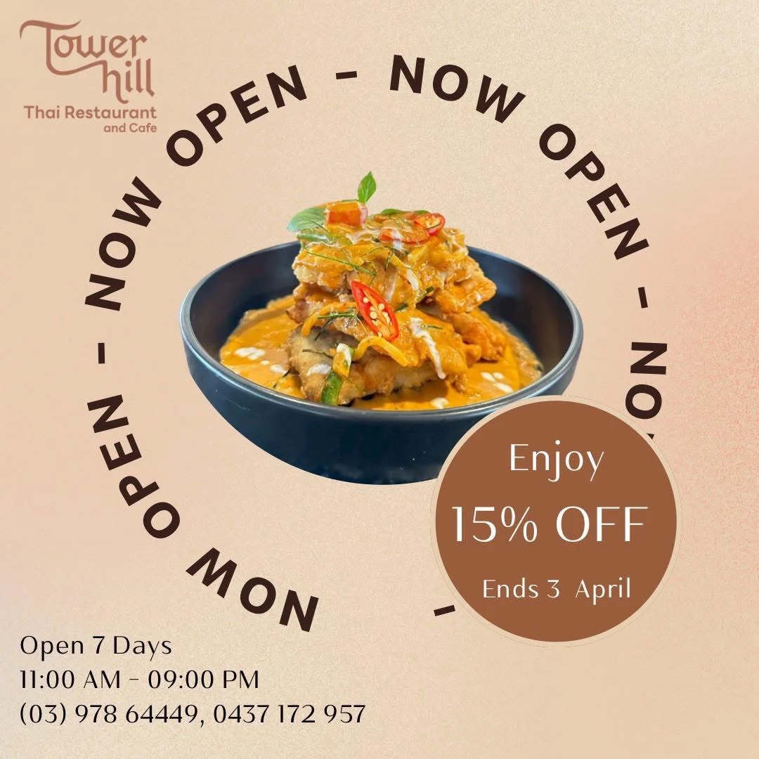 Menu, Towerhill Thai Restaurant and Cafe