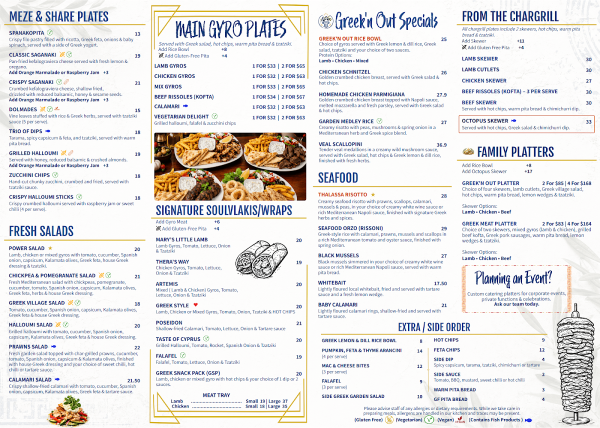 Menu, Greek’n Out