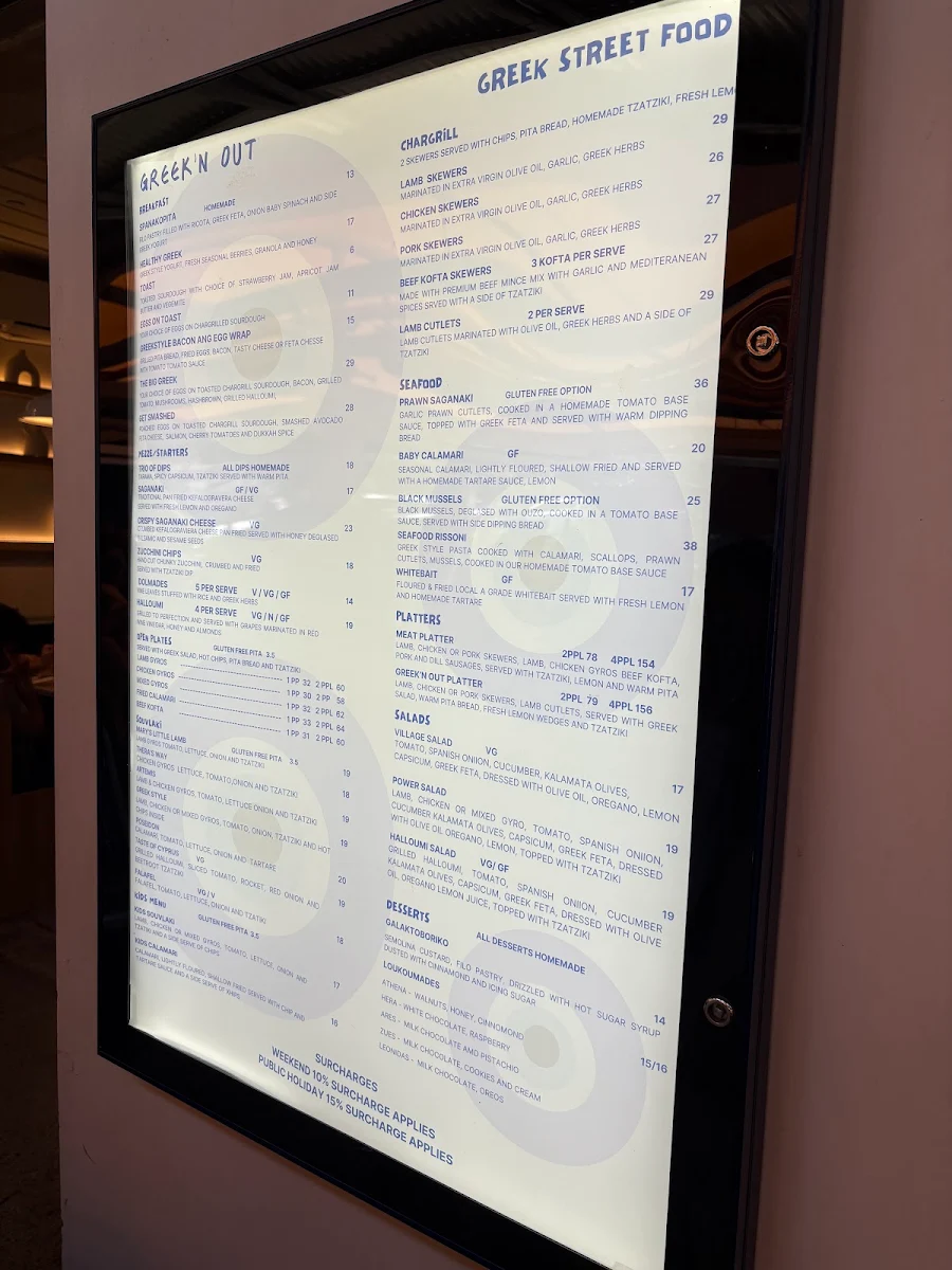 Menu, Greek’n Out