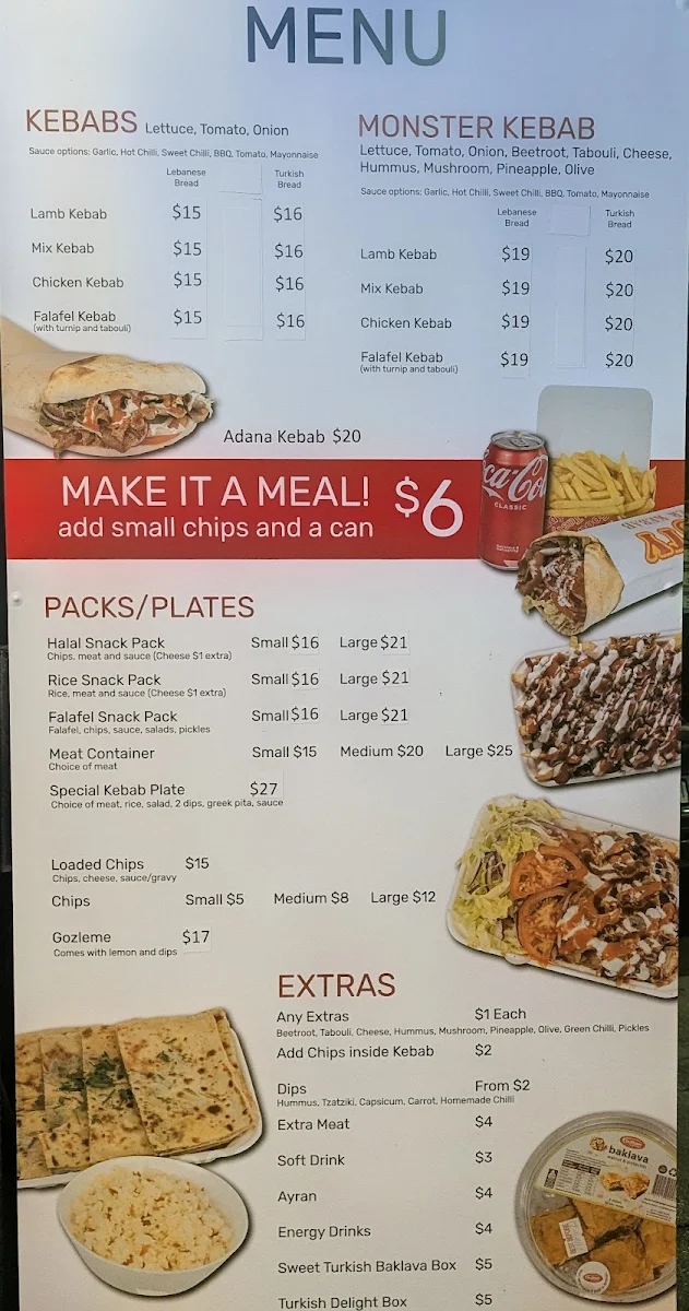 Menu, Five Star Kebabs