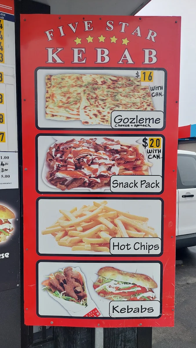 Menu, Five Star Kebabs