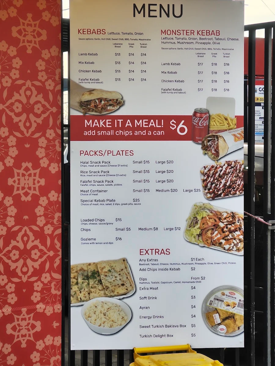 Menu, Five Star Kebabs