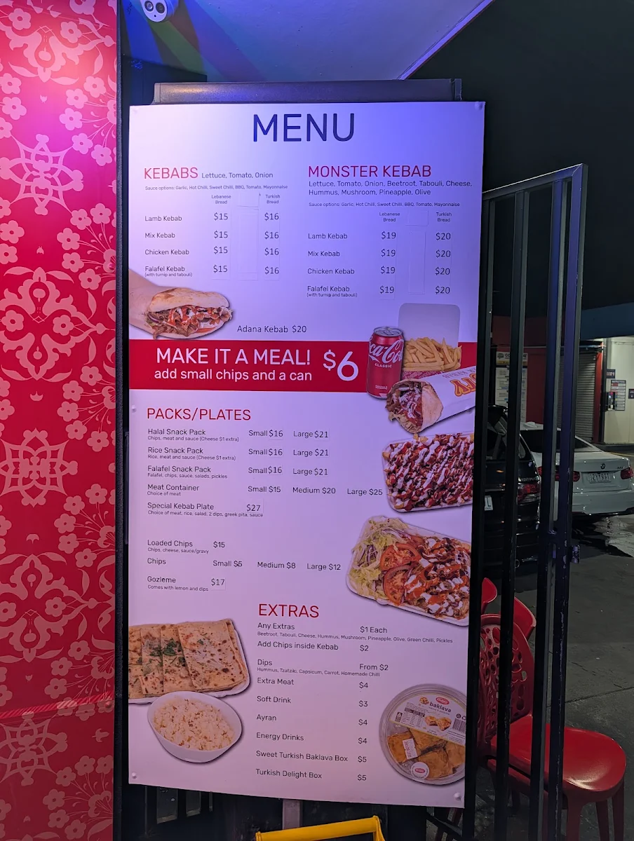 Menu, Five Star Kebabs