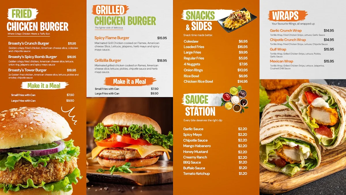 Menu, Broasty’s – Caroline Springs