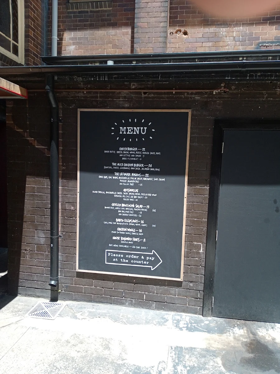 Menu, The Alex