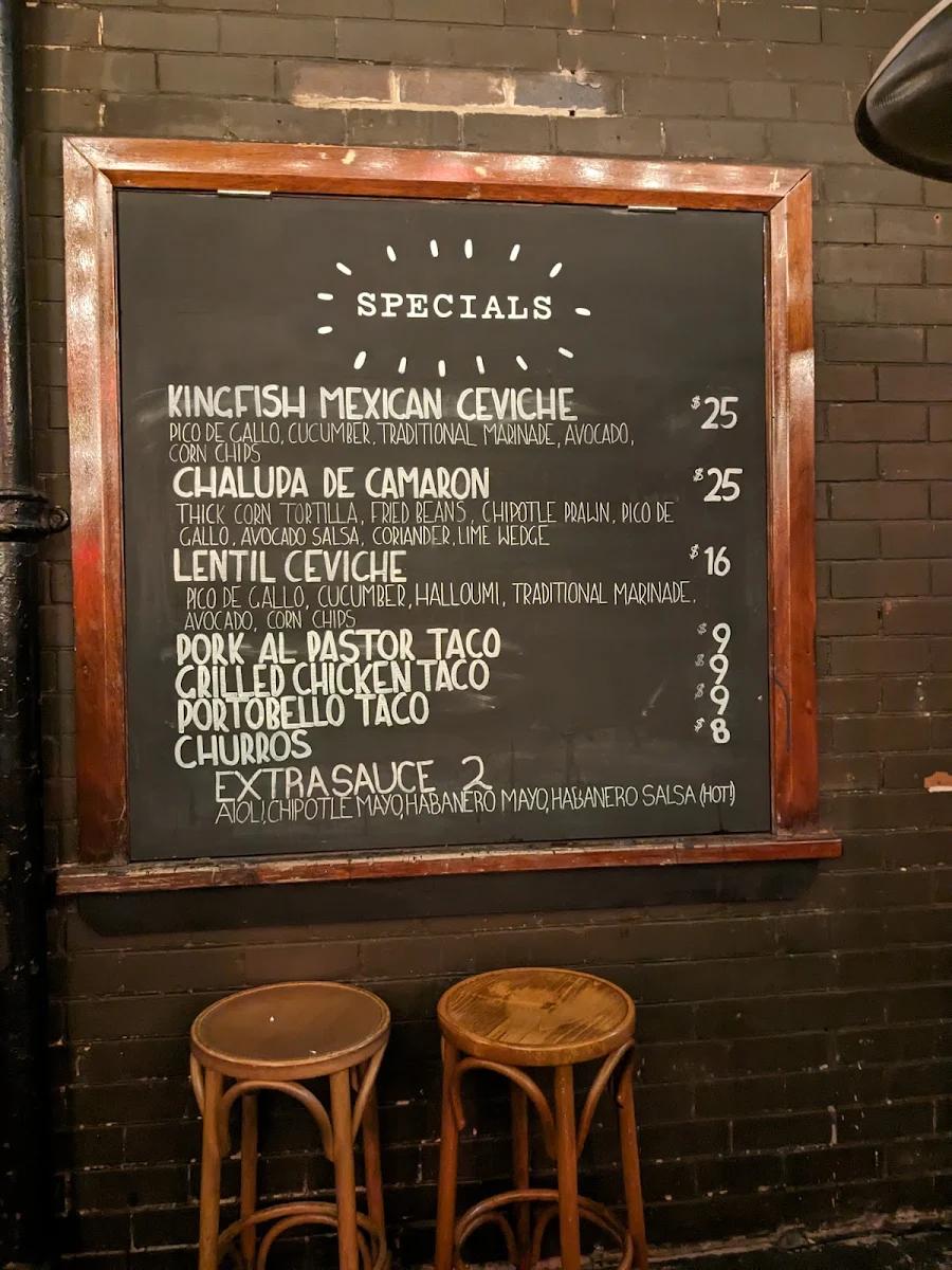 Menu, The Alex