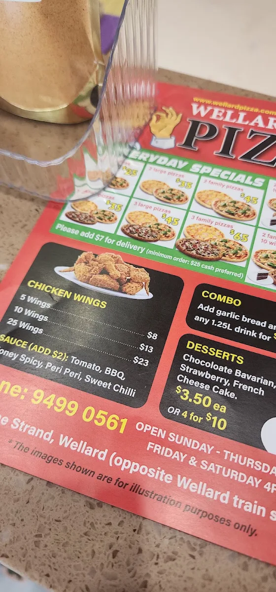 Menu, Wellard Pizza