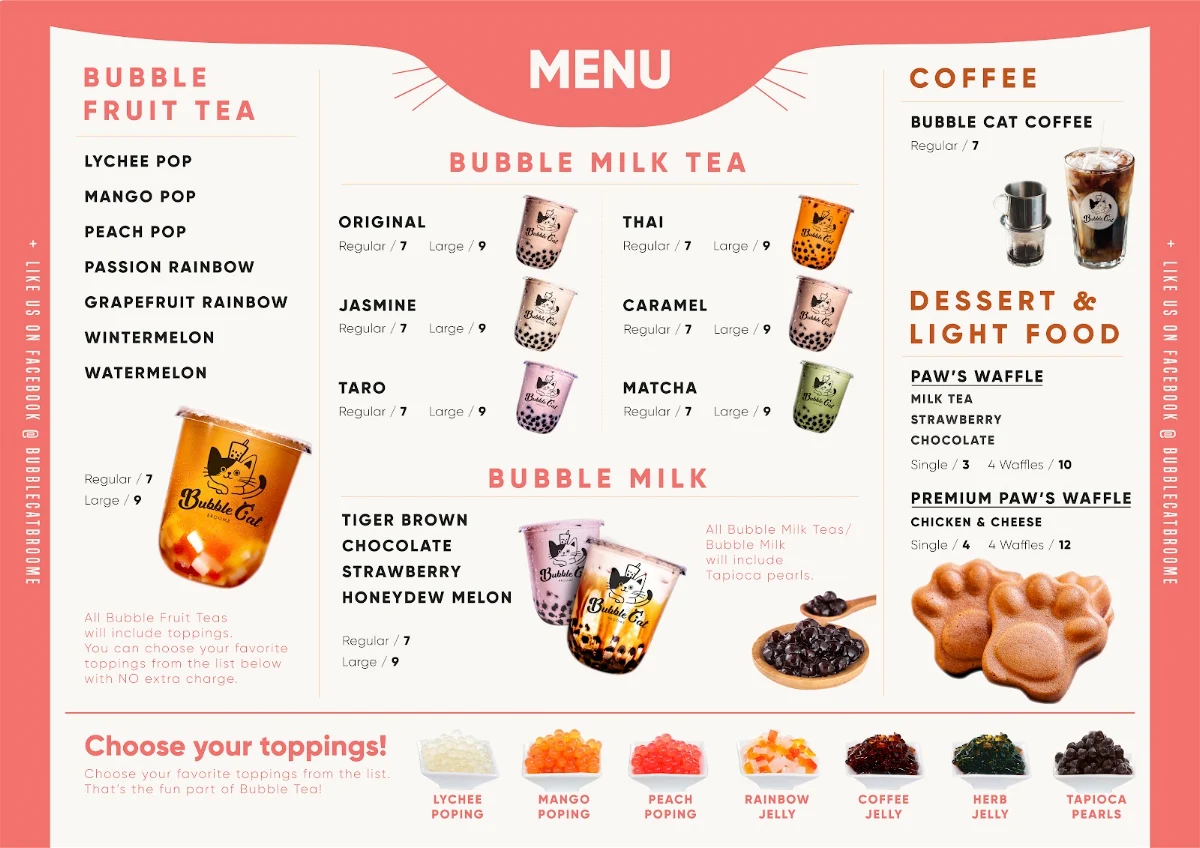Menu, Bubble Cat