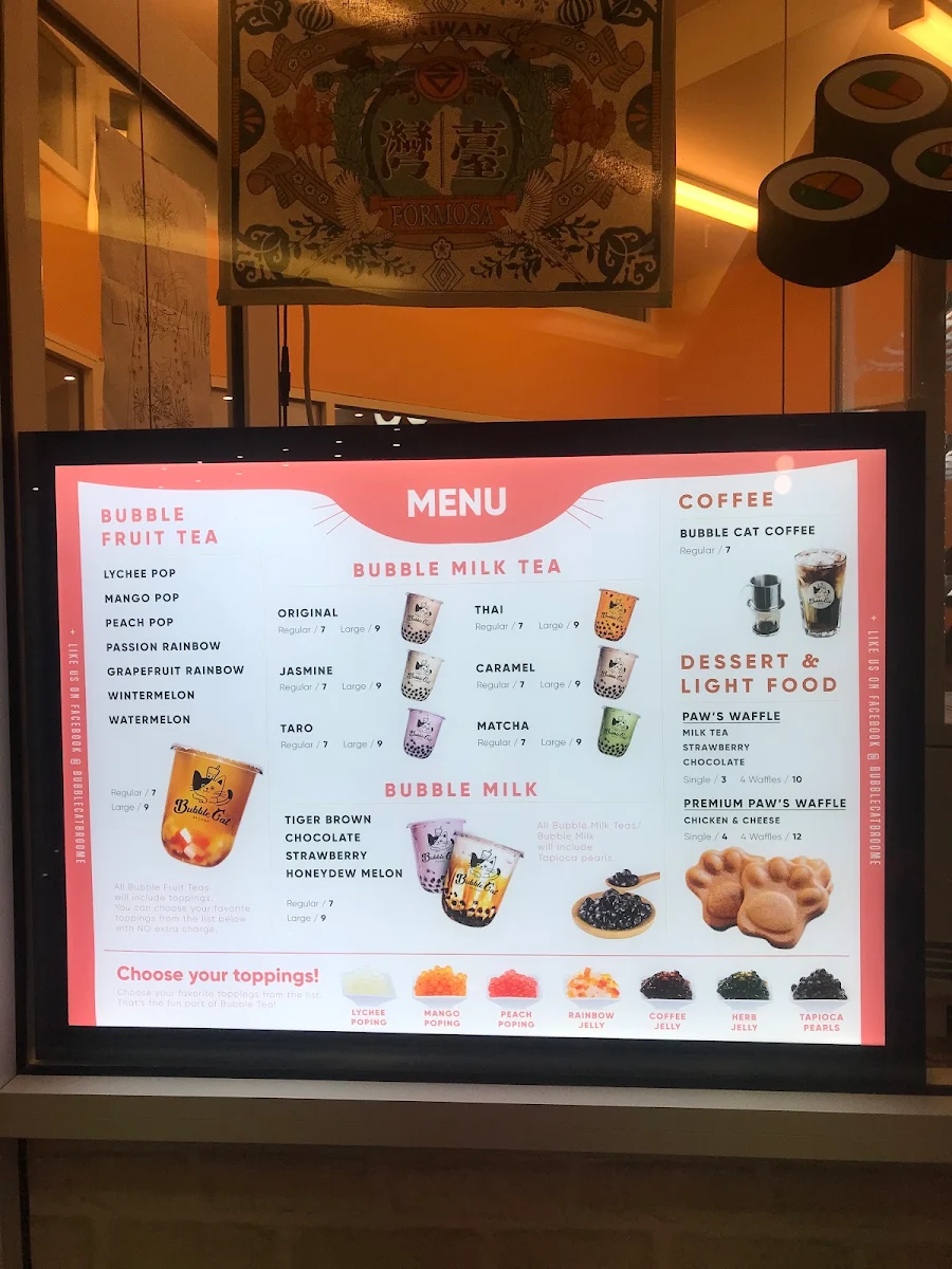 Menu, Bubble Cat
