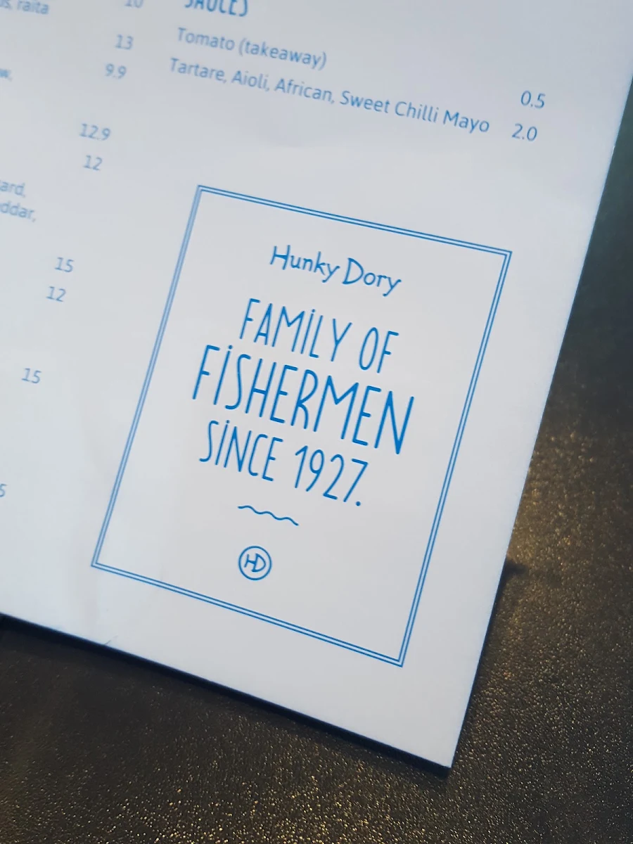Menu, Hunky Dory Fish & Chips Highett