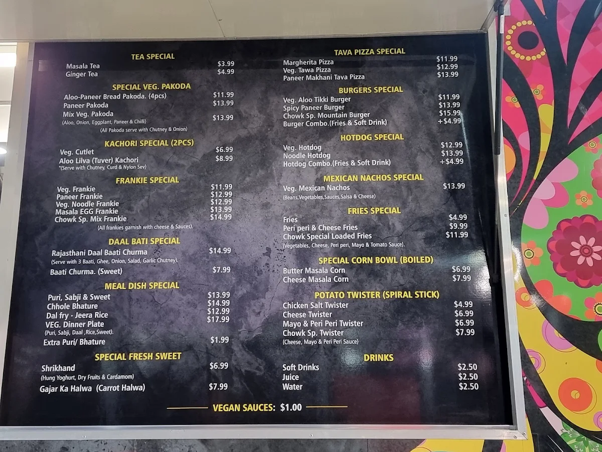 Menu, Melbourne CHOWK - Cragieburn