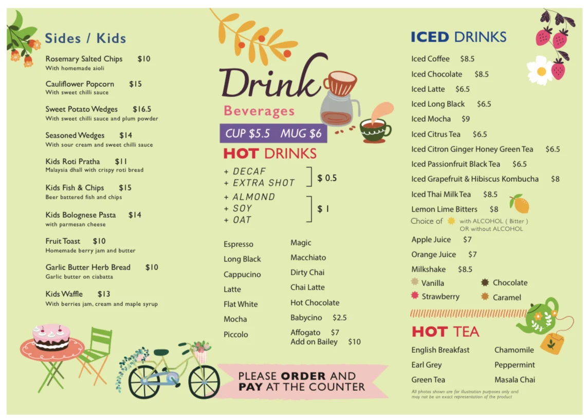 Menu, Keppel Cafe Marysville