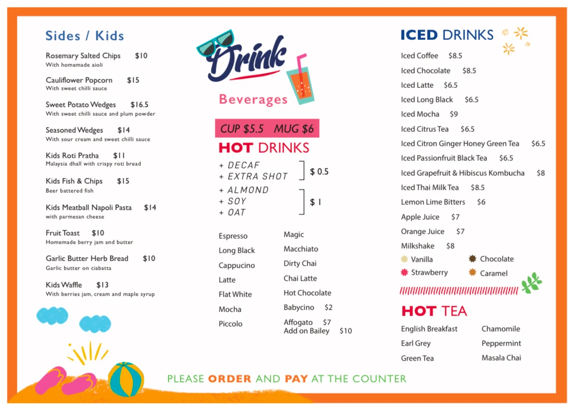 Menu, Keppel Cafe Marysville