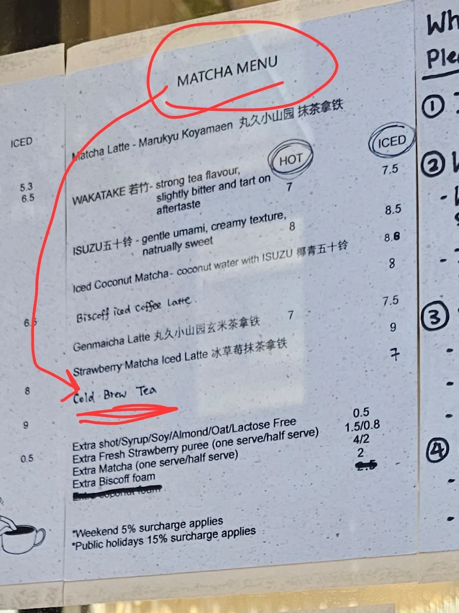 Menu, Wuta Brewers